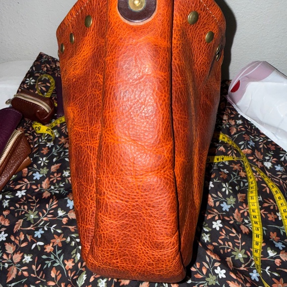 Go Forth Goods Small Celeste LTD Tangerine Bison Leather W/ Mocha Leather Trim - Picture 6 of 13